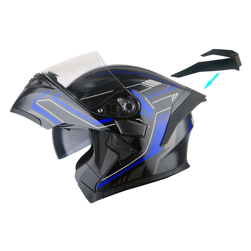 1Storm Motorcycle Modular Full Face Helmet Flip up Dual Visor Sun Shield: HB89 Arrow Blue - Image 1